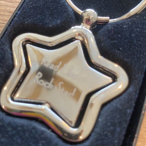 Reading Rockstar Keychain Silver Metal Spinner Star Read Like A Rockstar Reward - Picture 7 of 12